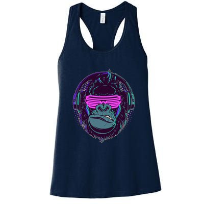 Retro Neon Hipster Gorilla Ape Womens Tank Top