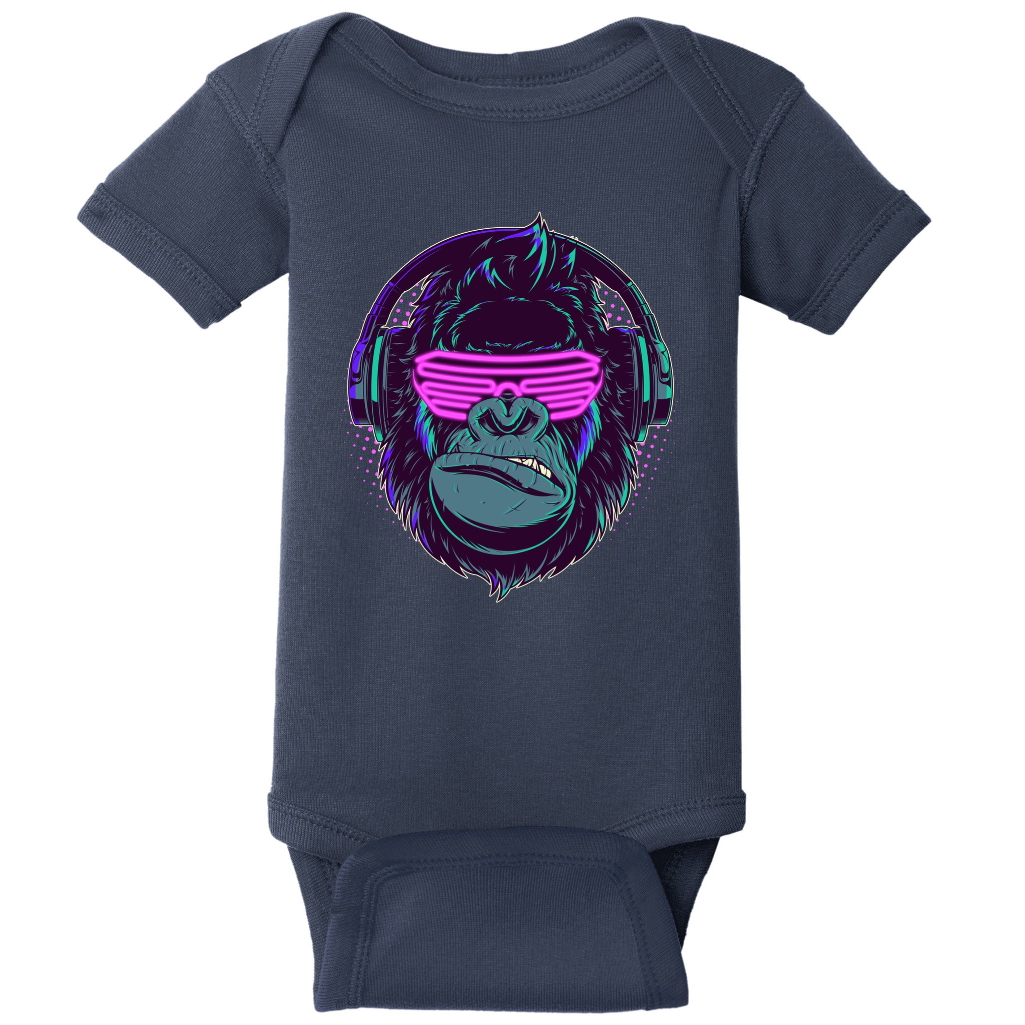 Retro Neon Hipster Gorilla Ape Baby Bodysuit