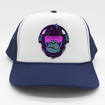 Retro Neon Hipster Gorilla Ape Trucker Hat