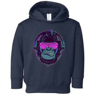 Retro Neon Hipster Gorilla Ape Toddler Hoodie