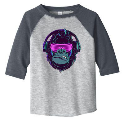 Retro Neon Hipster Gorilla Ape Toddler Fine Jersey T-Shirt