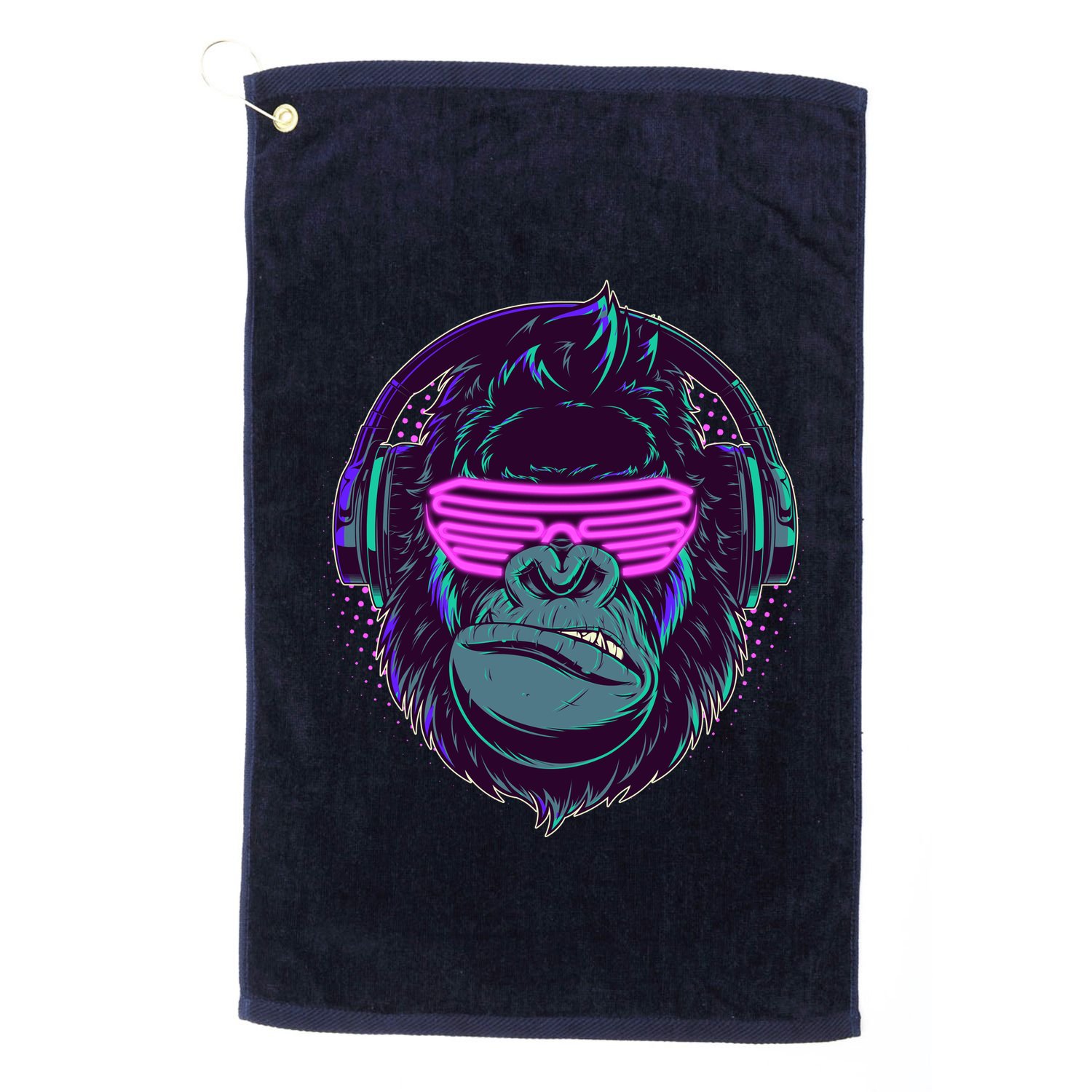 Retro Neon Hipster Gorilla Ape Golf Towel