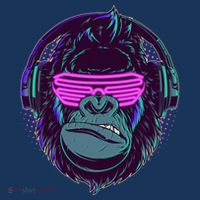 Retro Neon Hipster Gorilla Ape Womens T-Shirt