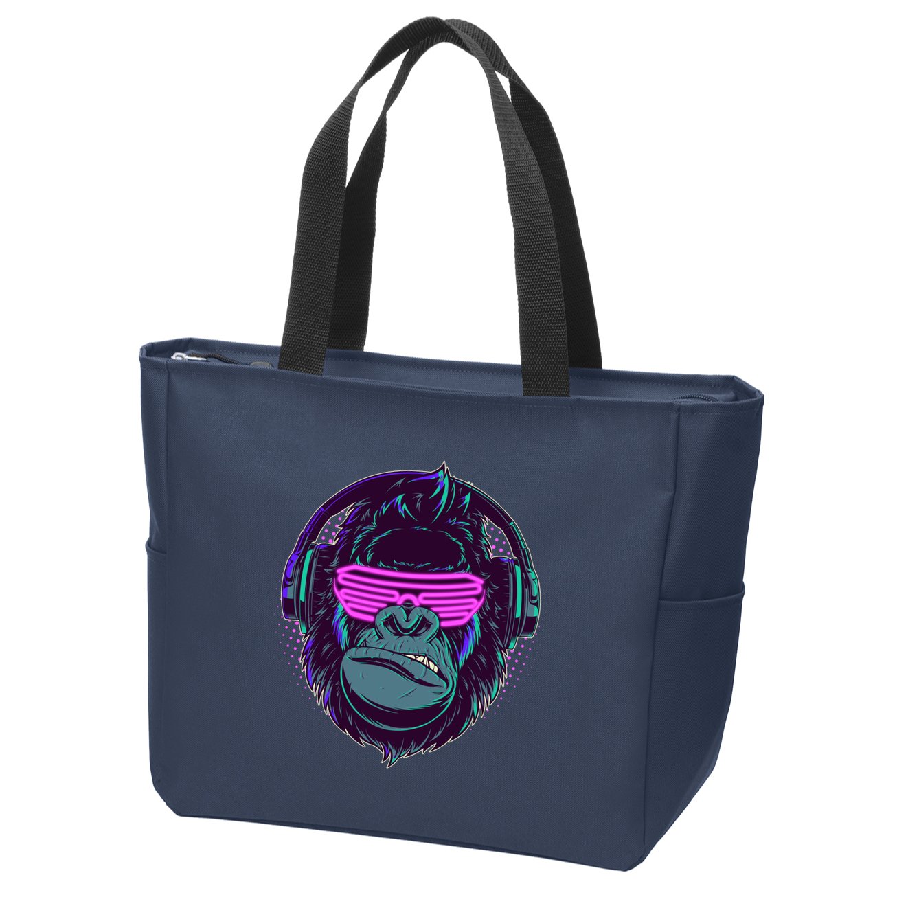 Retro Neon Hipster Gorilla Ape Zip Tote Bag