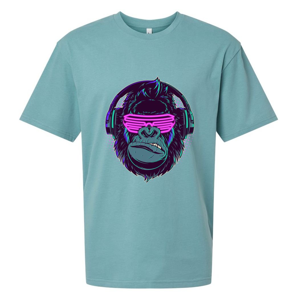 Retro Neon Hipster Gorilla Ape Sueded Cloud Jersey T-Shirt