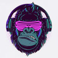 Retro Neon Hipster Gorilla Ape Garment-Dyed Sweatshirt