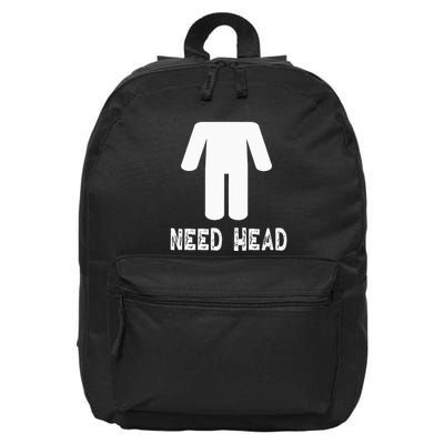 retro Need Head Adult Headless Man 16 in Basic Backpack