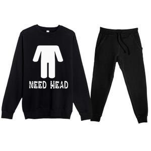 retro Need Head Adult Headless Man Premium Crewneck Sweatsuit Set