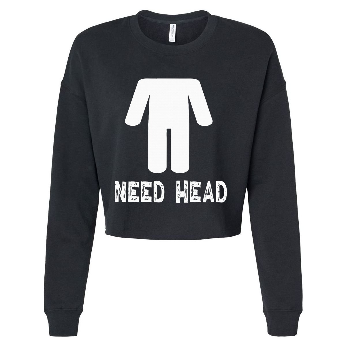 retro Need Head Adult Headless Man Cropped Pullover Crew