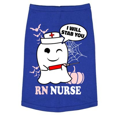 Rn Nurse Halloween I Will Stab You Funny Ghost Gift Doggie Tank