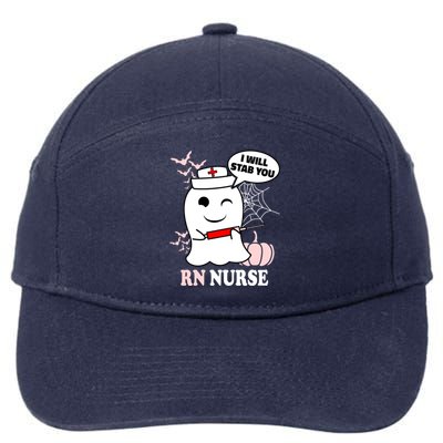 Rn Nurse Halloween I Will Stab You Funny Ghost Gift 7-Panel Snapback Hat