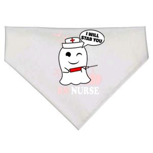 Rn Nurse Halloween I Will Stab You Funny Ghost Gift USA-Made Doggie Bandana