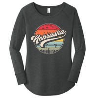 Retro Nebraska Home State Ne Cool 70s Style Sunset Women's Perfect Tri Tunic Long Sleeve Shirt