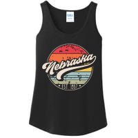 Retro Nebraska Home State Ne Cool 70s Style Sunset Ladies Essential Tank