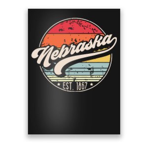 Retro Nebraska Home State Ne Cool 70s Style Sunset Poster