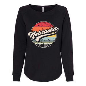 Retro Nebraska Home State Ne Cool 70s Style Sunset Womens California Wash Sweatshirt