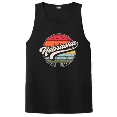 Retro Nebraska Home State Ne Cool 70s Style Sunset PosiCharge Competitor Tank