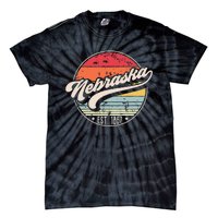 Retro Nebraska Home State Ne Cool 70s Style Sunset Tie-Dye T-Shirt