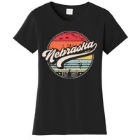 Retro Nebraska Home State Ne Cool 70s Style Sunset Women's T-Shirt