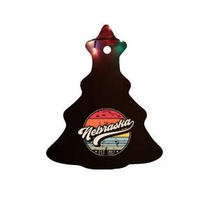 Retro Nebraska Home State Ne Cool 70s Style Sunset Ceramic Tree Ornament