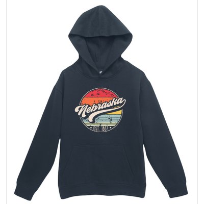 Retro Nebraska Home State Ne Cool 70s Style Sunset Urban Pullover Hoodie