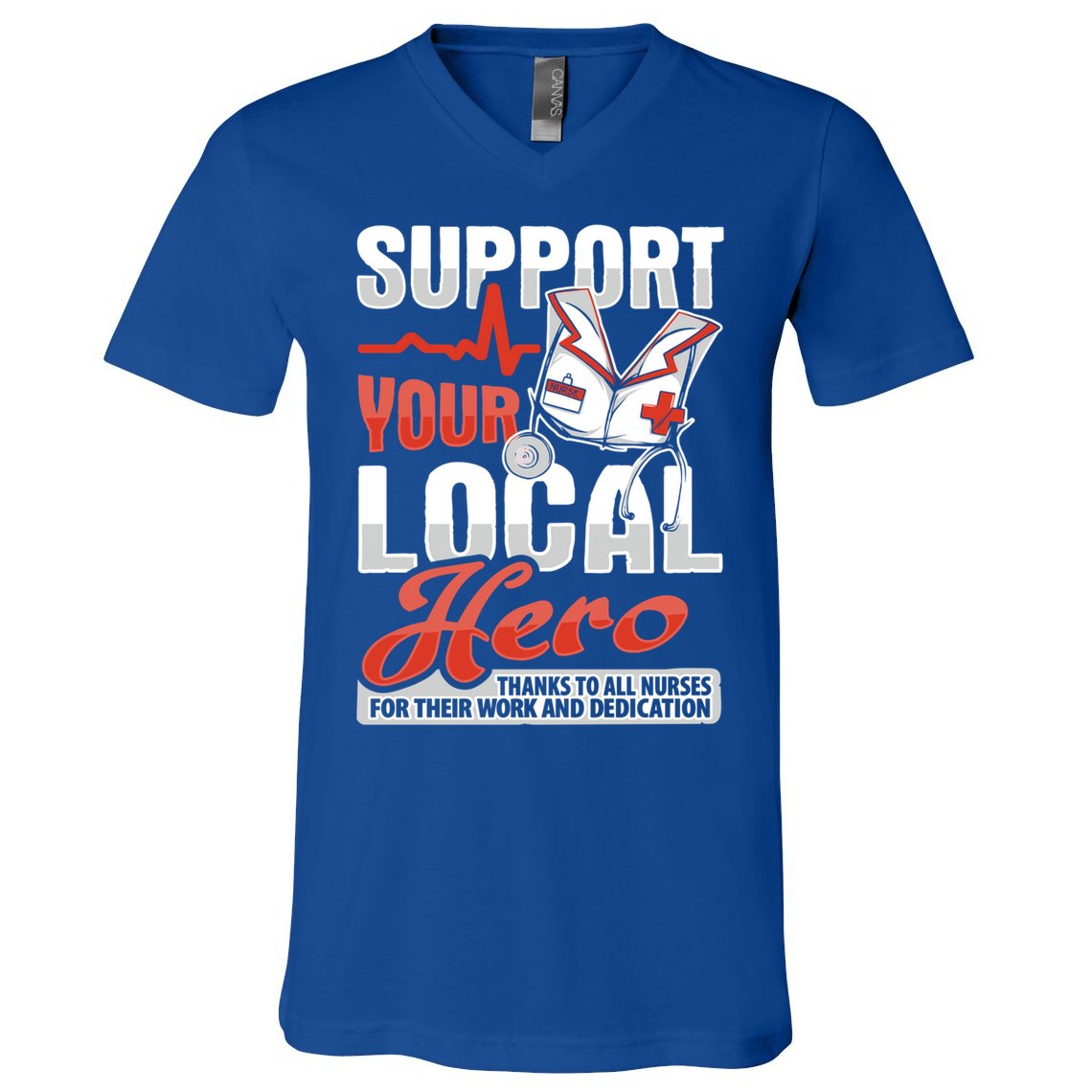 Rn Nurse Hero Design For Registered Nurse Support Gift V-Neck T-Shirt