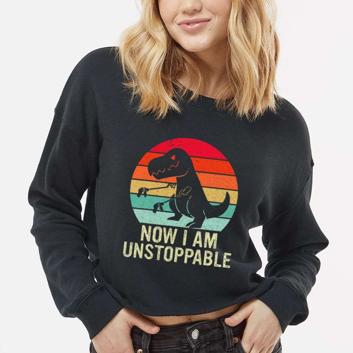 Retro Now I Am Unstoppable Cropped Pullover Crew