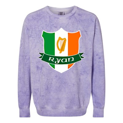 Ryan Name Irish Gift Irish Flag Harp Crest Colorblast Crewneck Sweatshirt