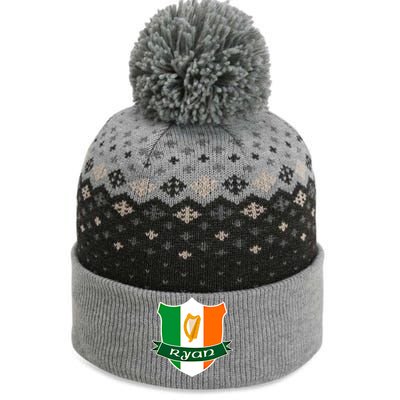 Ryan Name Irish Gift Irish Flag Harp Crest The Baniff Cuffed Pom Beanie