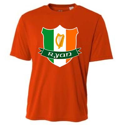 Ryan Name Irish Gift Irish Flag Harp Crest Cooling Performance Crew T-Shirt