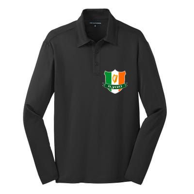 Ryan Name Irish Gift Irish Flag Harp Crest Silk Touch Performance Long Sleeve Polo