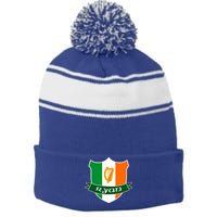 Ryan Name Irish Gift Irish Flag Harp Crest Stripe Pom Pom Beanie