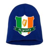 Ryan Name Irish Gift Irish Flag Harp Crest Short Acrylic Beanie