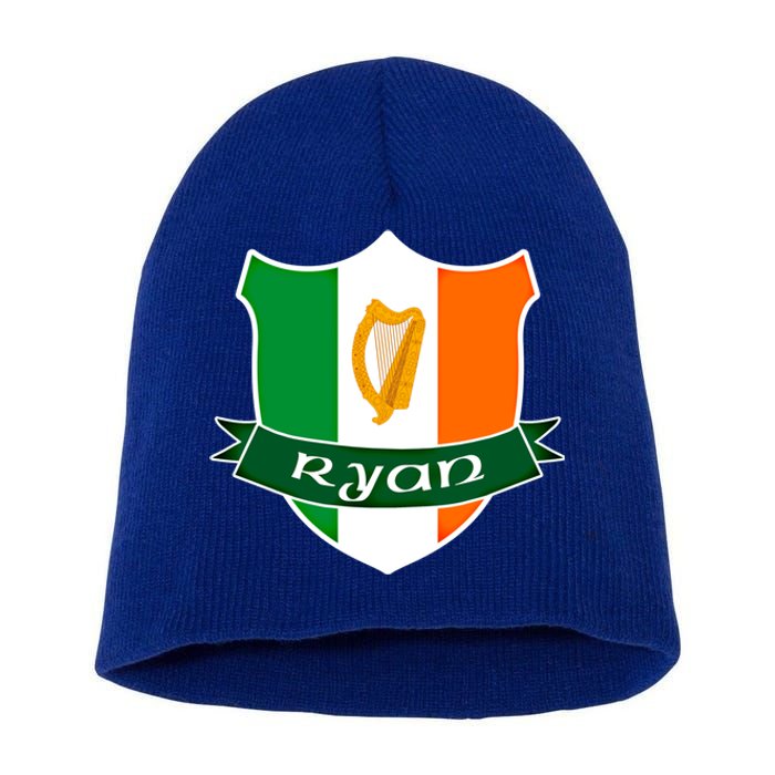 Ryan Name Irish Gift Irish Flag Harp Crest Short Acrylic Beanie