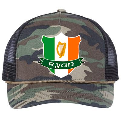 Ryan Name Irish Gift Irish Flag Harp Crest Retro Rope Trucker Hat Cap