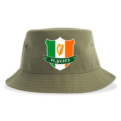 Ryan Name Irish Gift Irish Flag Harp Crest Sustainable Bucket Hat