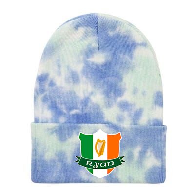 Ryan Name Irish Gift Irish Flag Harp Crest Tie Dye 12in Knit Beanie