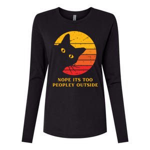 Retro Nope Its Too Peopley Outside Shy Cat Lovers Womens Cotton Relaxed Long Sleeve T-Shirt