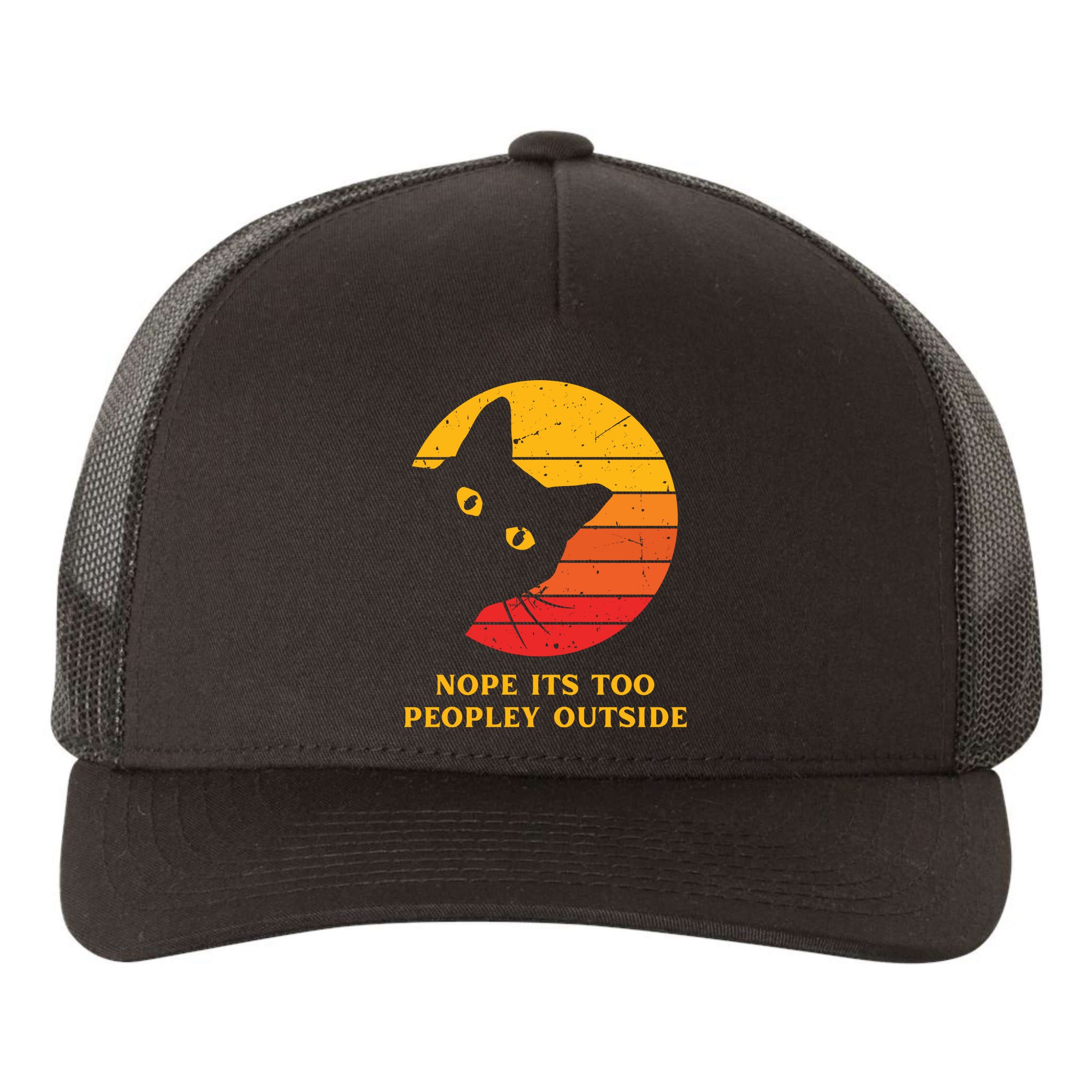 Retro Nope Its Too Peopley Outside Shy Cat Lovers Yupoong Adult 5-Panel Trucker Hat