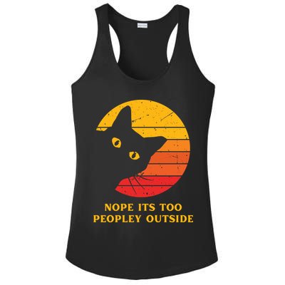 Retro Nope Its Too Peopley Outside Shy Cat Lovers Ladies PosiCharge Competitor Racerback Tank