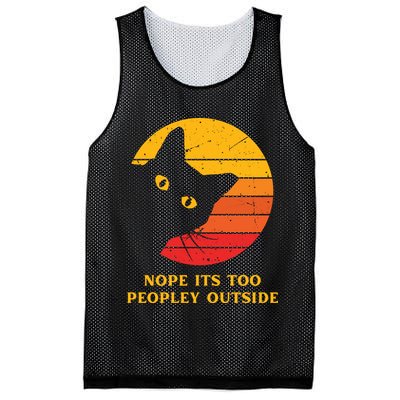 Retro Nope Its Too Peopley Outside Shy Cat Lovers Mesh Reversible Basketball Jersey Tank