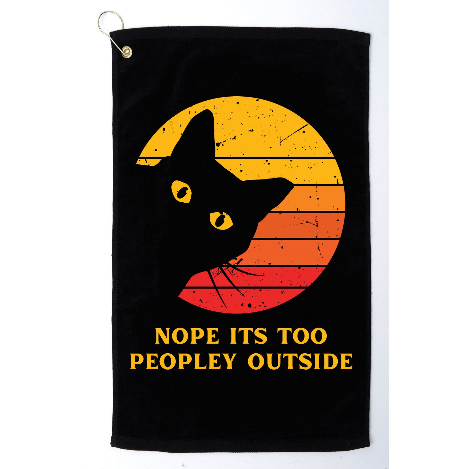 Retro Nope Its Too Peopley Outside Shy Cat Lovers Golf Towel