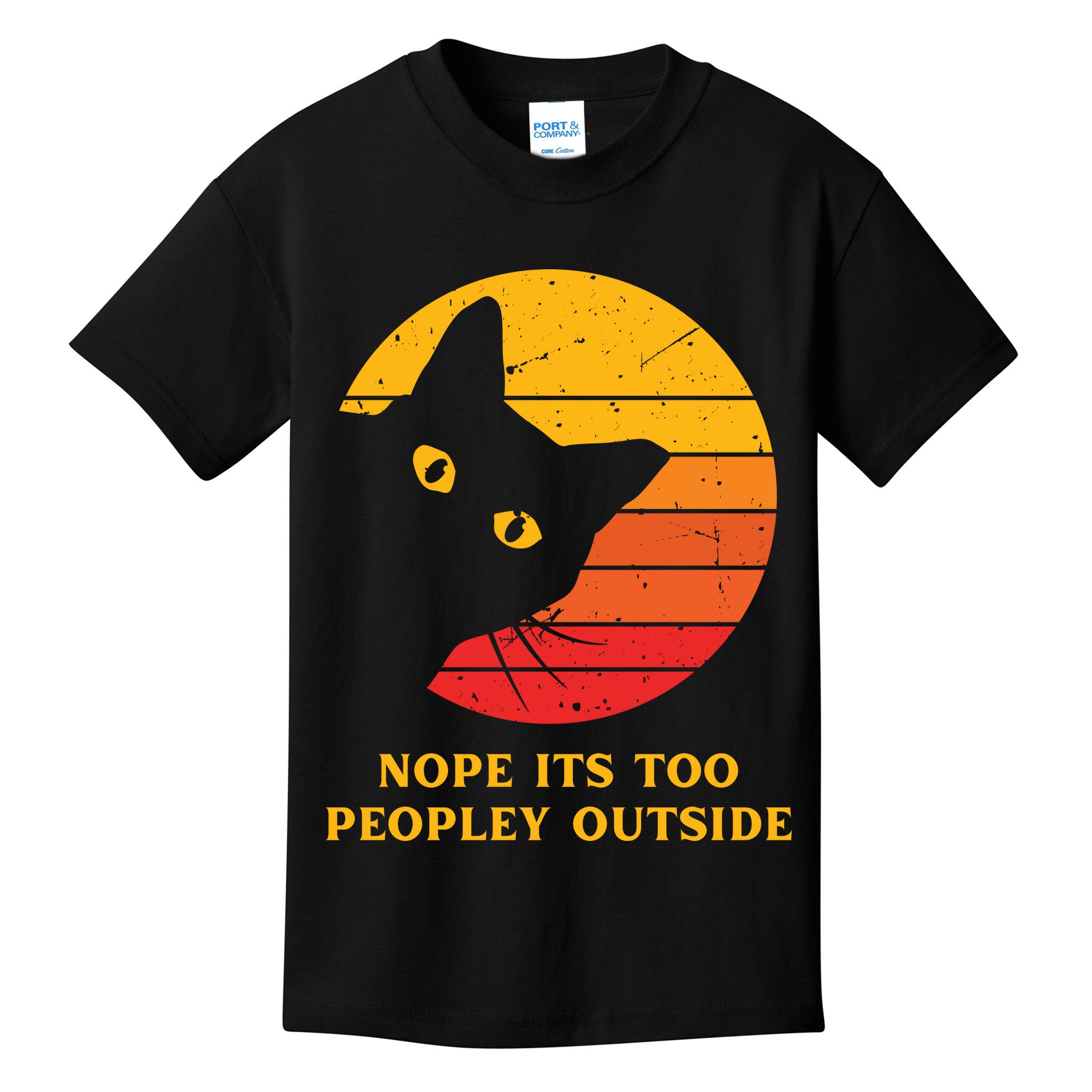 Retro Nope Its Too Peopley Outside Shy Cat Lovers Kids T-Shirt
