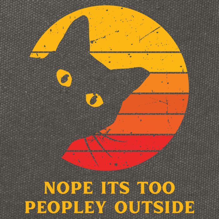 Retro Nope Its Too Peopley Outside Shy Cat Lovers Cotton Canvas Backpack