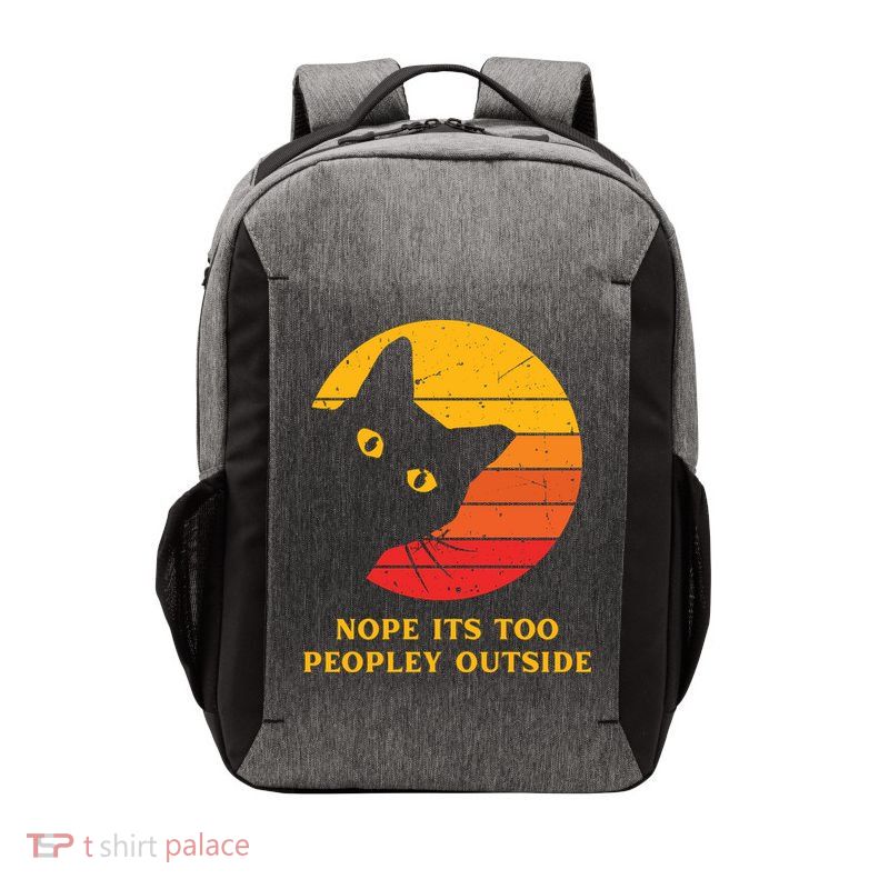 Retro Nope Its Too Peopley Outside Shy Cat Lovers Vector Backpack