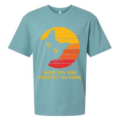 Retro Nope Its Too Peopley Outside Shy Cat Lovers Sueded Cloud Jersey T-Shirt