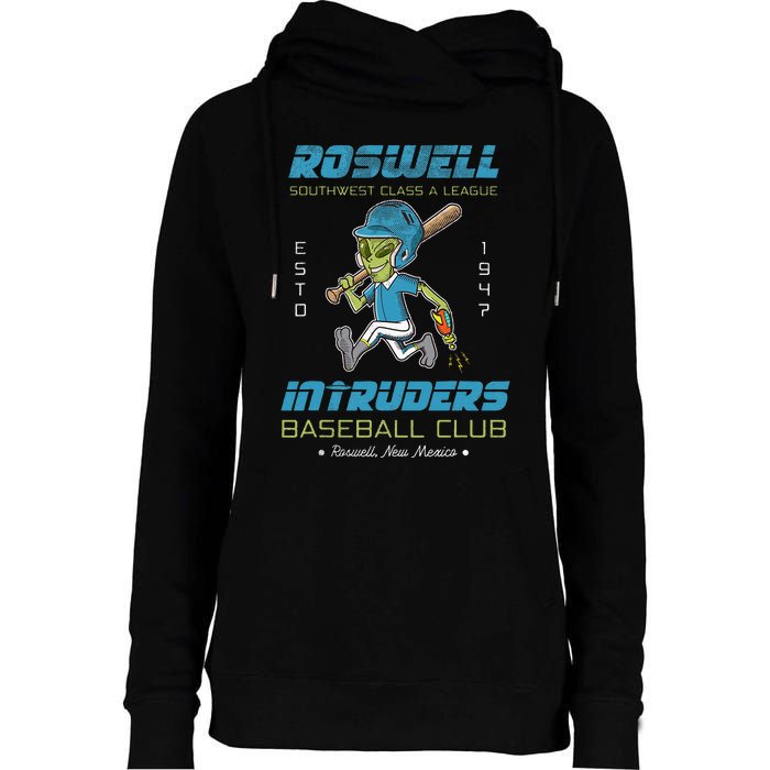 Roswell NM Intruders Minor League Retro Baseball Team Womens Funnel Neck Pullover Hood