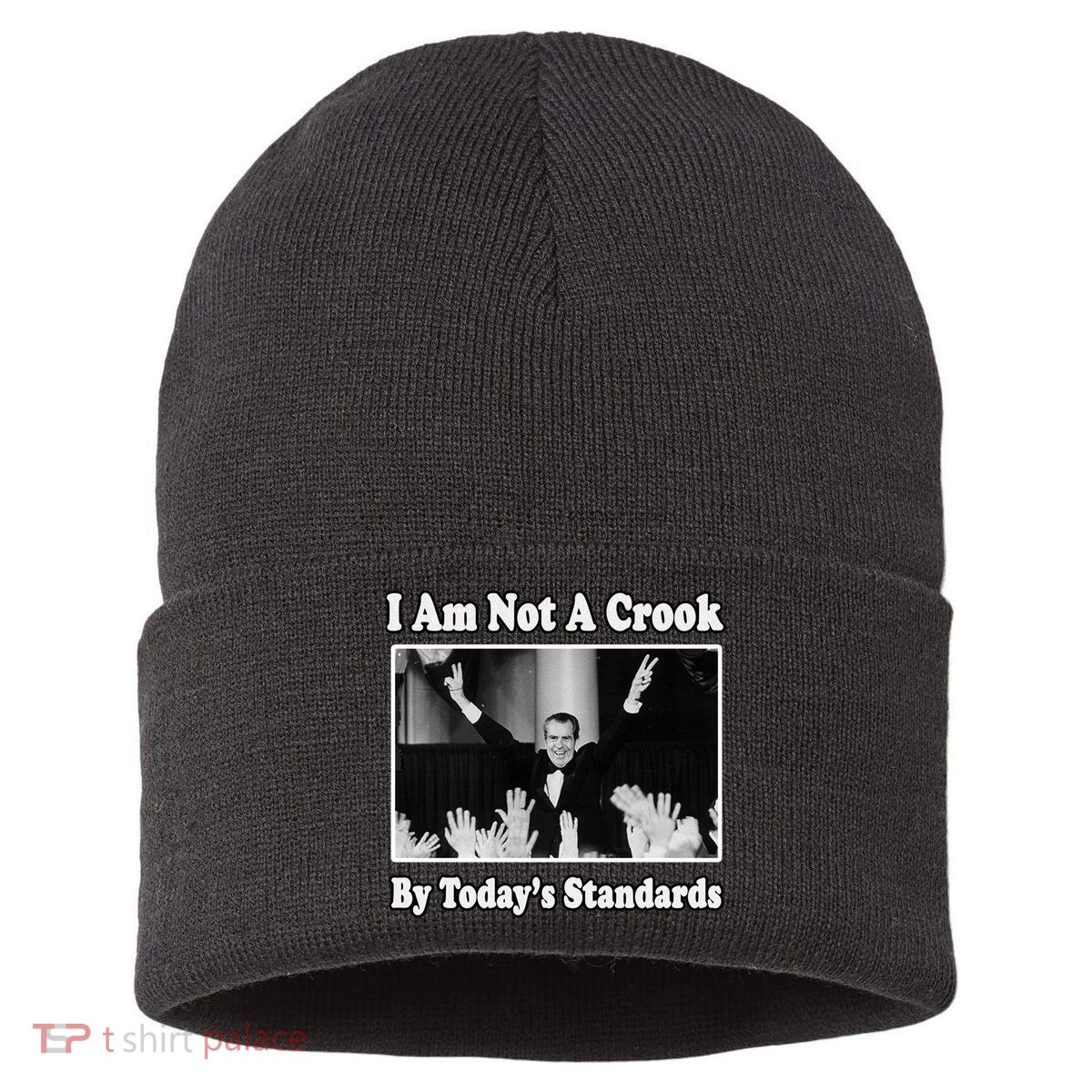 Richard Nixon I Am Not A Crook By Today&X27;S Standards Political Meme Sustainable Knit Beanie