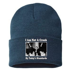 Richard Nixon I Am Not A Crook By Today&X27;S Standards Political Meme Sustainable Knit Beanie