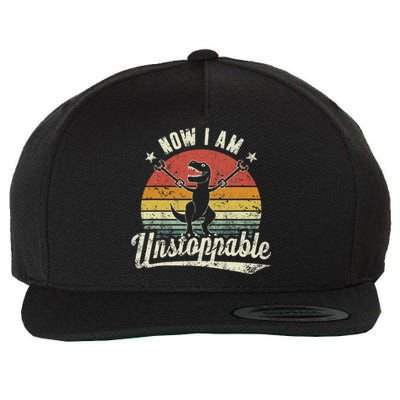 Retro Now I Am Unstoppable T Rex Funny Wool Snapback Cap